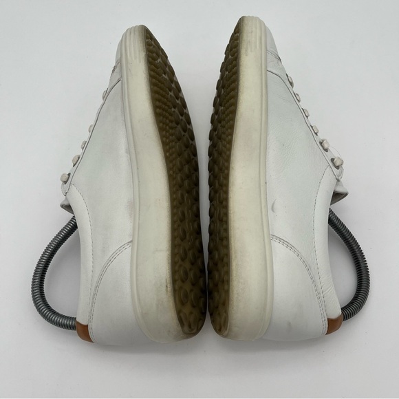 ECCO SOFT 7 White Leather Sneakers Women’s Size 7 (38) Shoes Orthotic Oxfords - Picture 3 of 11
